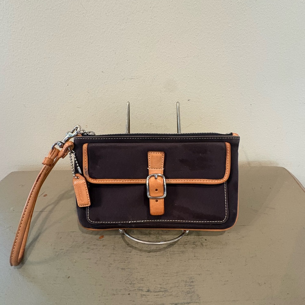 VTG Coach SoHo Black Canvas And Leather Wristlet